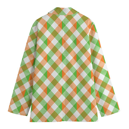 Irish Plaid Saint Patrick's Day Print Women's Blazer