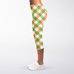 Irish Plaid Saint Patrick's Day Print Women's Capri Leggings