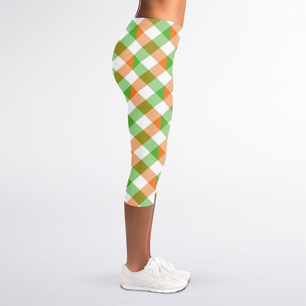 Irish Plaid Saint Patrick's Day Print Women's Capri Leggings