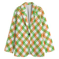 Irish Plaid Saint Patrick's Day Print Women's Cotton Blazer