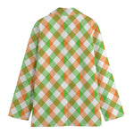 Irish Plaid Saint Patrick's Day Print Women's Cotton Blazer