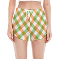 Irish Plaid Saint Patrick's Day Print Women's Split Running Shorts
