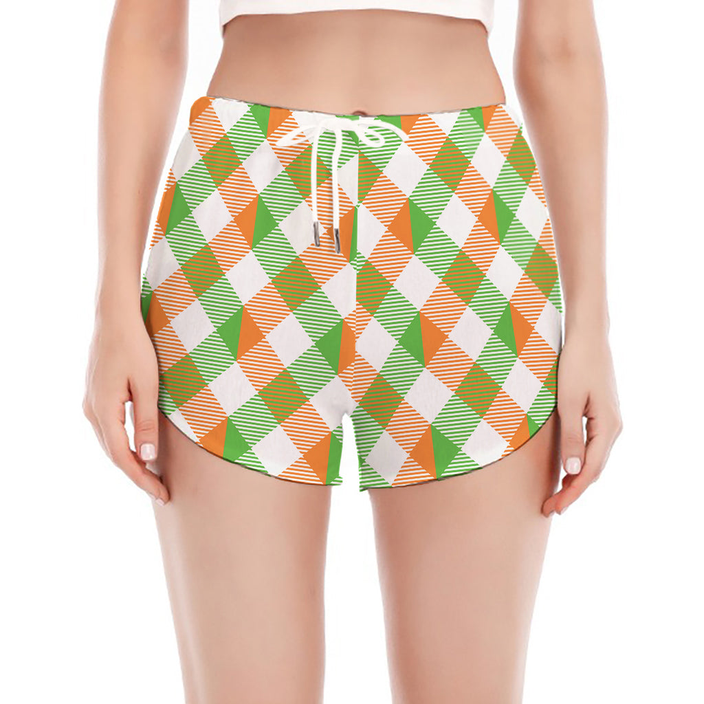 Irish Plaid Saint Patrick's Day Print Women's Split Running Shorts