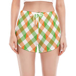 Irish Plaid Saint Patrick's Day Print Women's Split Running Shorts