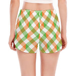 Irish Plaid Saint Patrick's Day Print Women's Split Running Shorts