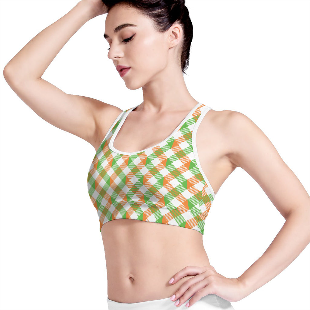 Irish Plaid Saint Patrick's Day Print Women's Sports Bra