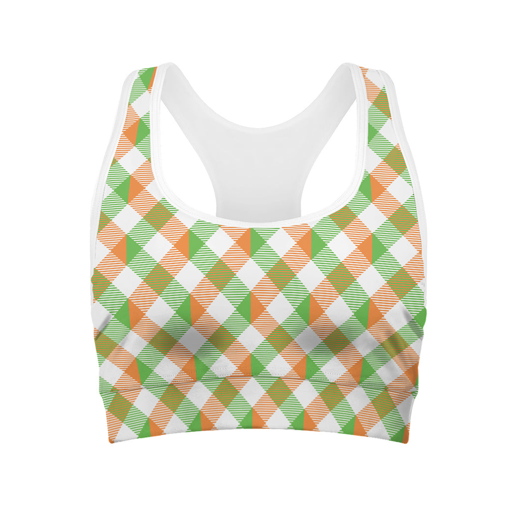 Irish Plaid Saint Patrick's Day Print Women's Sports Bra