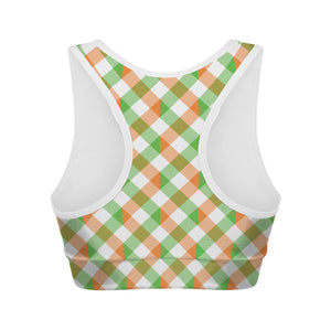 Irish Plaid Saint Patrick's Day Print Women's Sports Bra