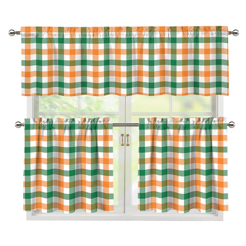 Irish Plaid St. Patrick's Day Print 3 Piece Kitchen Curtains
