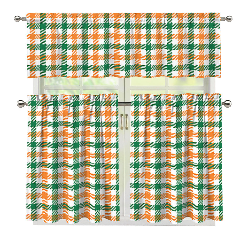 Irish Plaid St. Patrick's Day Print 3 Piece Kitchen Curtains