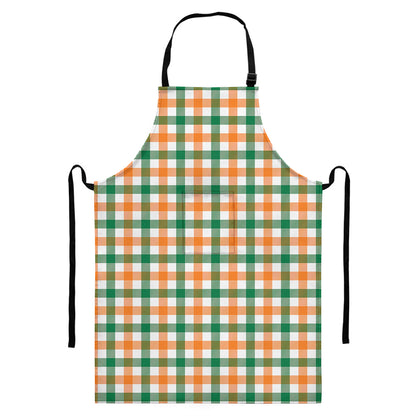 Irish Plaid St. Patrick's Day Print Bib Apron With Pocket