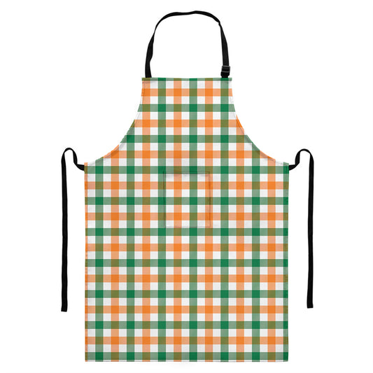 Irish Plaid St. Patrick's Day Print Bib Apron With Pocket