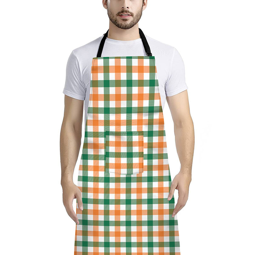 Irish Plaid St. Patrick's Day Print Bib Apron With Pocket