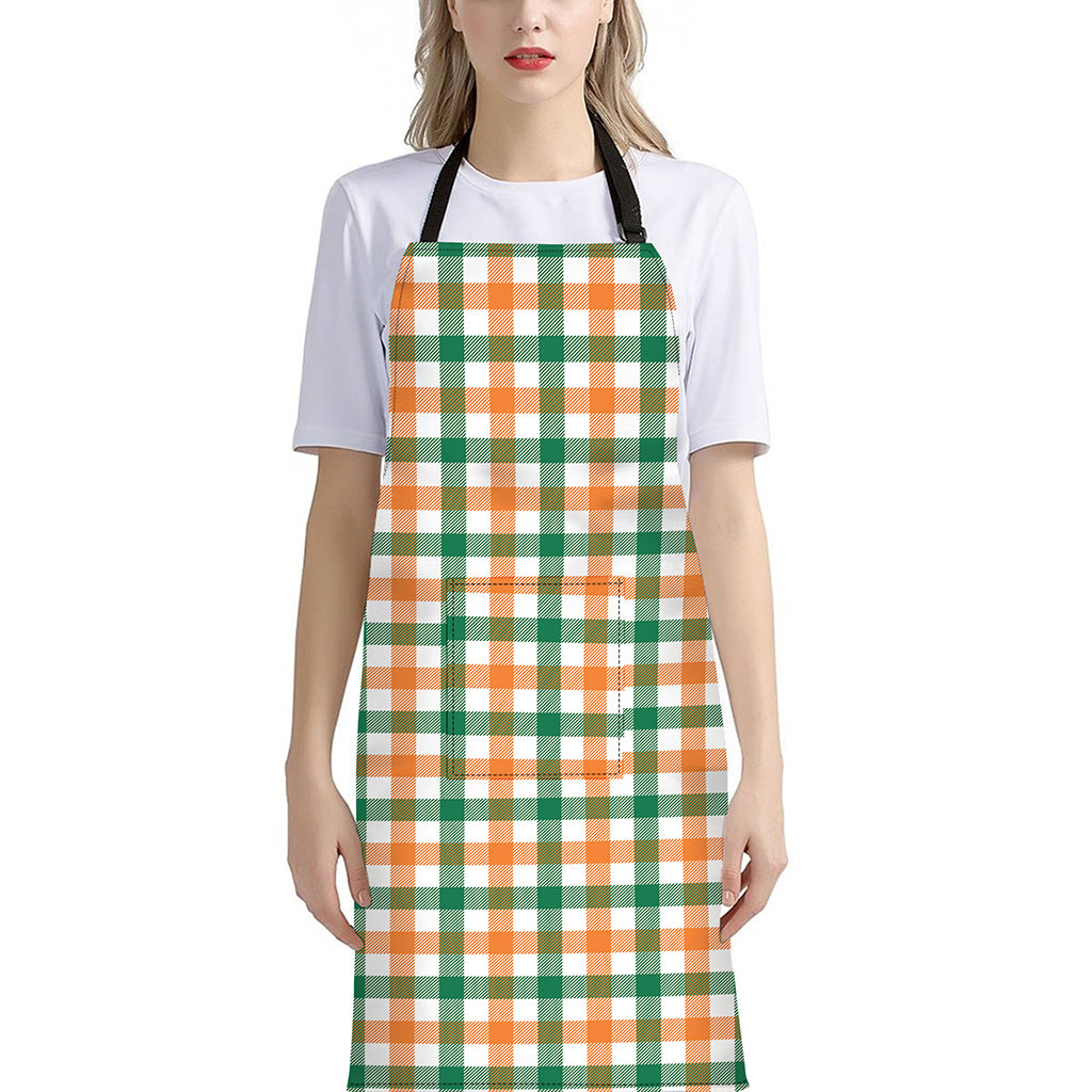 Irish Plaid St. Patrick's Day Print Bib Apron With Pocket