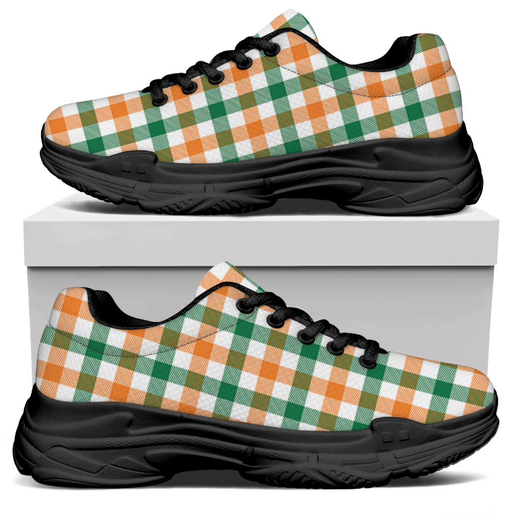 Irish Plaid St. Patrick's Day Print Black Chunky Shoes