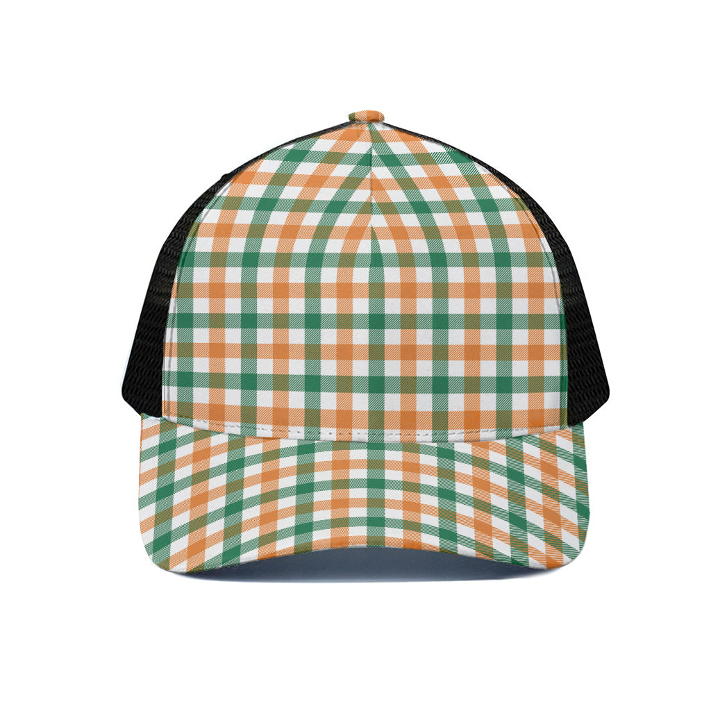 Irish Plaid St. Patrick's Day Print Black Mesh Trucker Cap