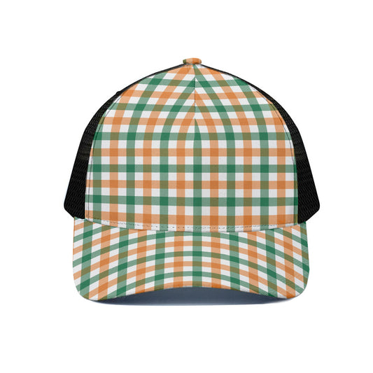 Irish Plaid St. Patrick's Day Print Black Mesh Trucker Cap