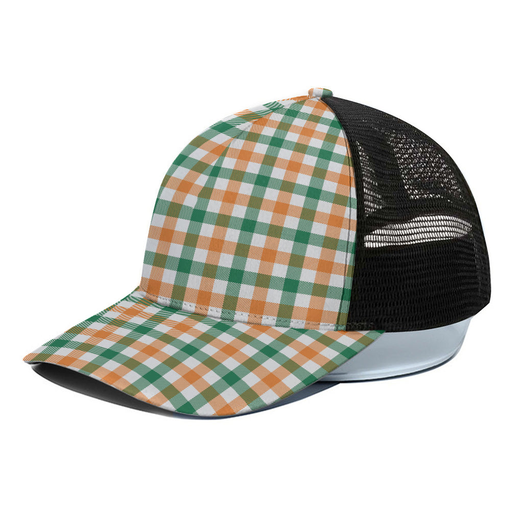 Irish Plaid St. Patrick's Day Print Black Mesh Trucker Cap