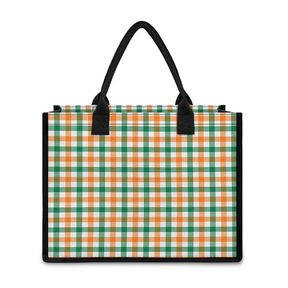 Irish Plaid St. Patrick's Day Print Canvas Tote Bag