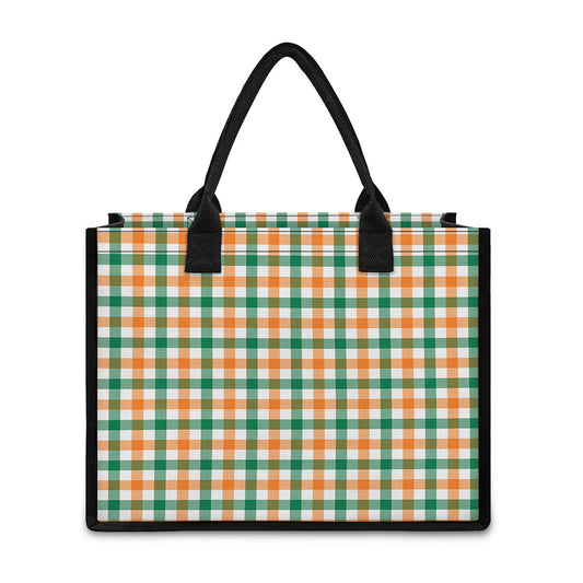 Irish Plaid St. Patrick's Day Print Canvas Tote Bag
