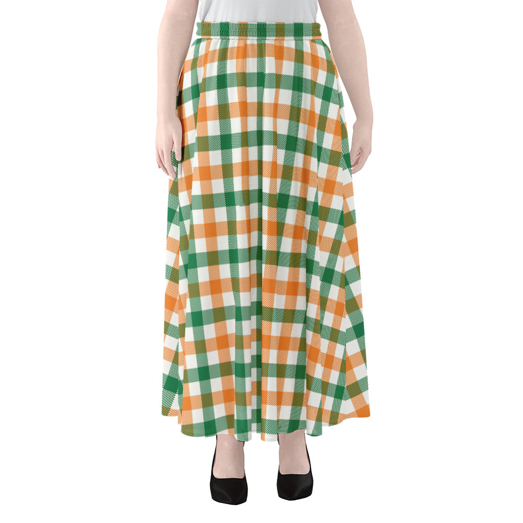 Irish Plaid St. Patrick's Day Print Chiffon Maxi Skirt