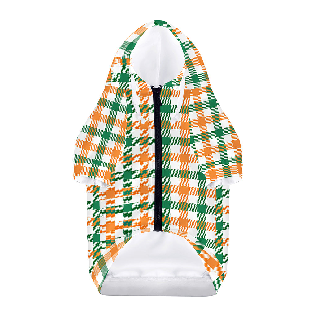 Irish Plaid St. Patrick's Day Print Dog Zip Up Hoodie