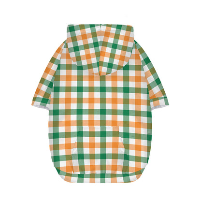 Irish Plaid St. Patrick's Day Print Dog Zip Up Hoodie