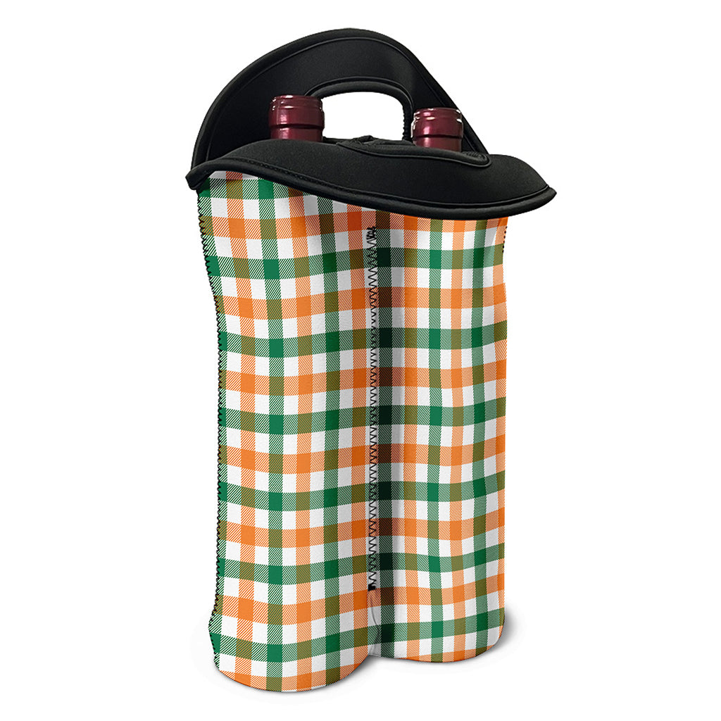 Irish Plaid St. Patrick's Day Print Double Neoprene Wine Tote