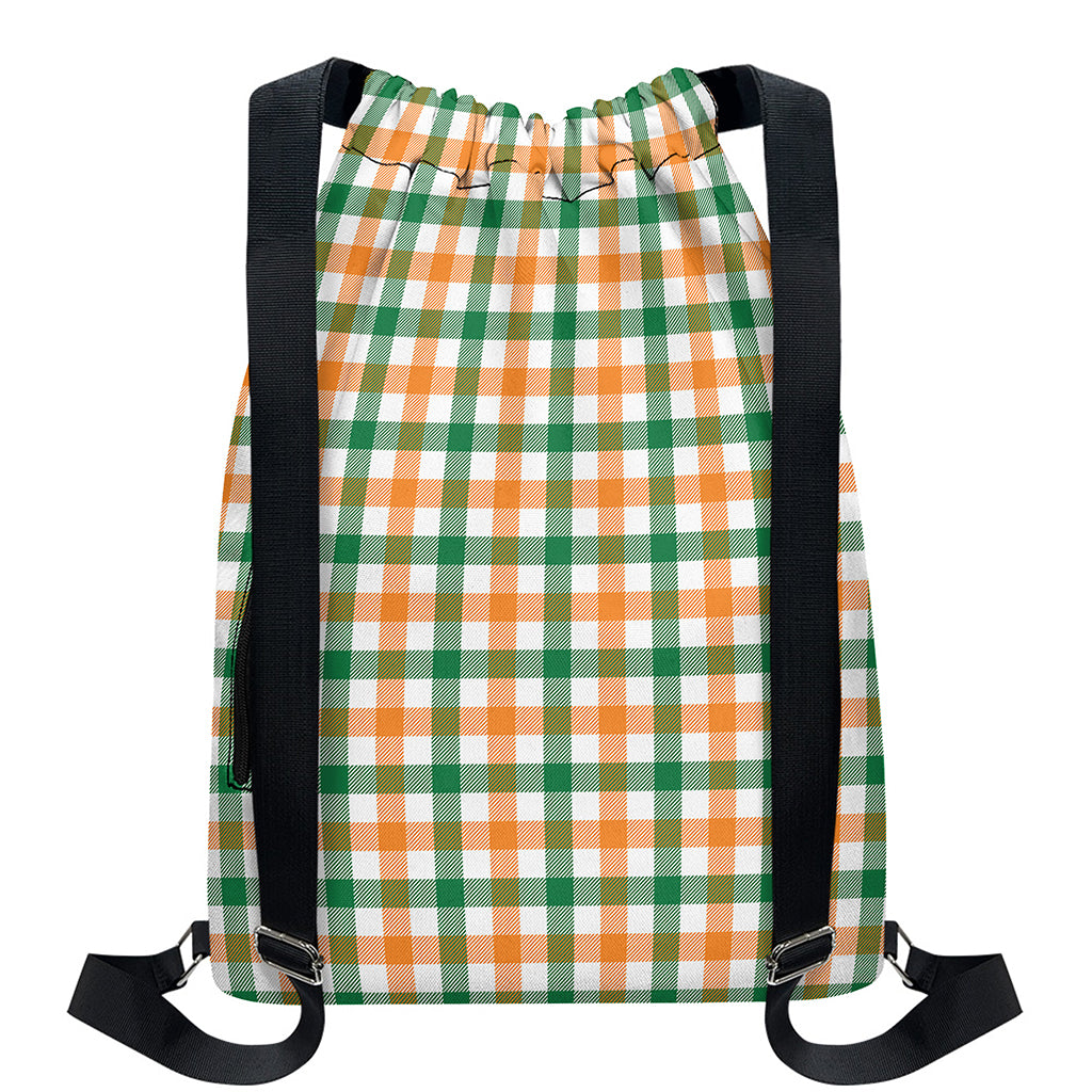 Irish Plaid St. Patrick's Day Print Drawstring Backpack