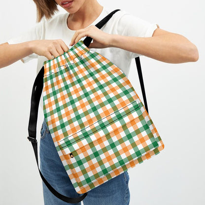 Irish Plaid St. Patrick's Day Print Drawstring Backpack