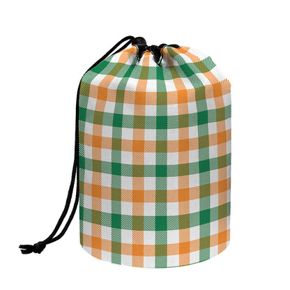 Irish Plaid St. Patrick's Day Print Drawstring Makeup Bag