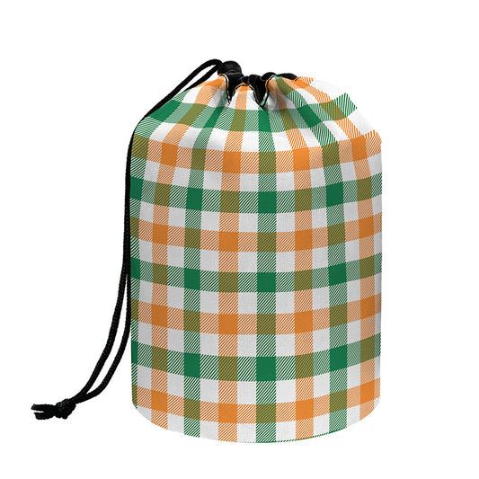 Irish Plaid St. Patrick's Day Print Drawstring Makeup Bag
