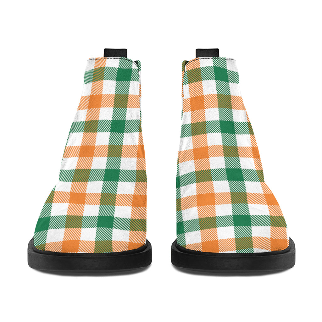 Irish Plaid St. Patrick's Day Print Flat Ankle Boots