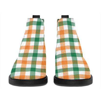 Irish Plaid St. Patrick's Day Print Flat Ankle Boots