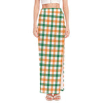 Irish Plaid St. Patrick's Day Print High Slit Maxi Skirt