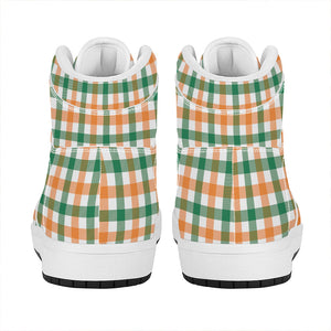 Irish Plaid St. Patrick's Day Print High Top Leather Sneakers