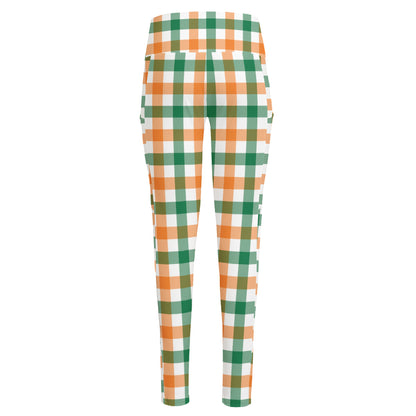Irish Plaid St. Patrick's Day Print High-Waisted Pocket Leggings