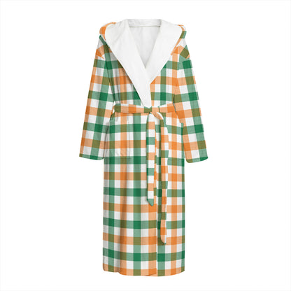 Irish Plaid St. Patrick's Day Print Hooded Bathrobe