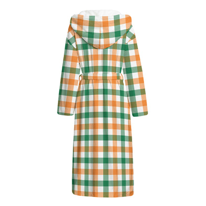Irish Plaid St. Patrick's Day Print Hooded Bathrobe