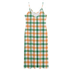 Irish Plaid St. Patrick's Day Print Jersey Midi Cami Dress