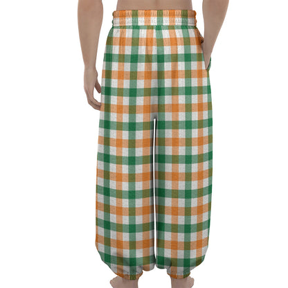 Irish Plaid St. Patrick's Day Print Lantern Pants