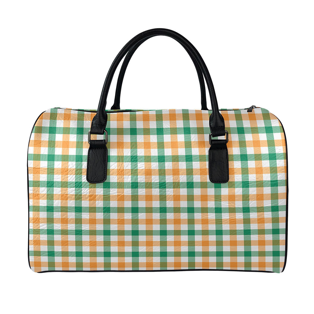 Irish Plaid St. Patrick's Day Print Leather Duffle Bag