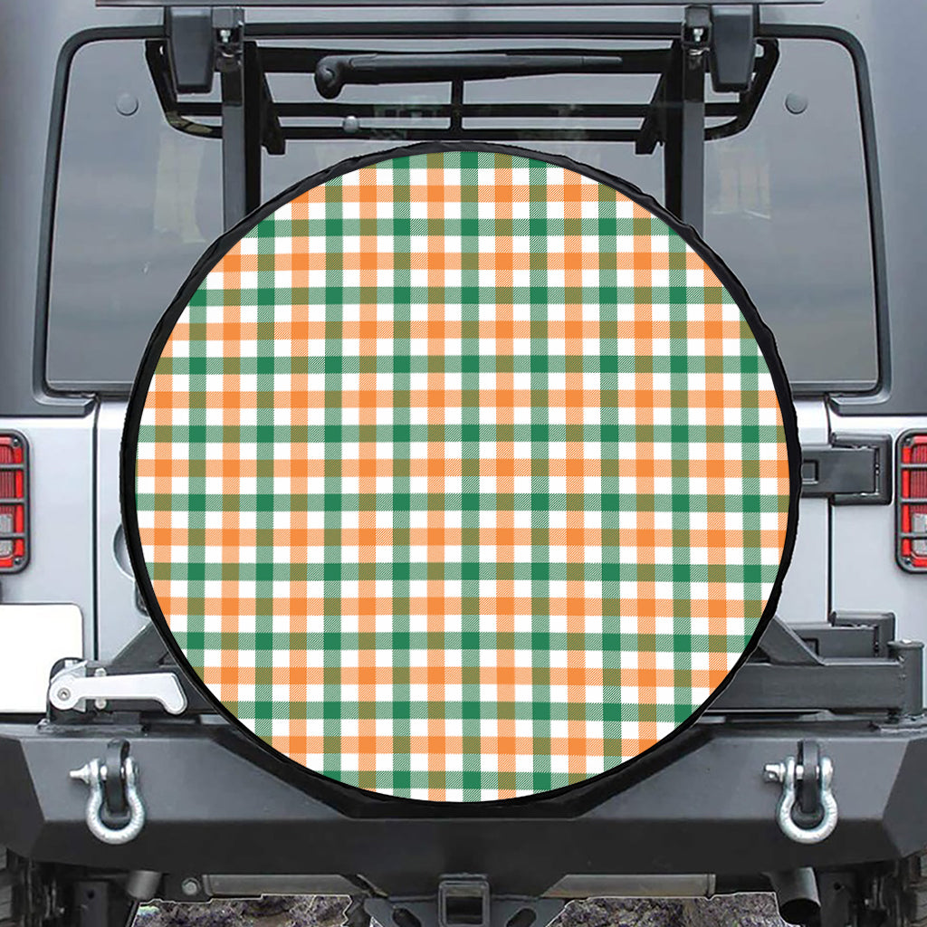 Irish Plaid St. Patrick's Day Print Leather Spare Tire Cover