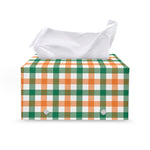 Irish Plaid St. Patrick's Day Print Leather Tissue Box Cover