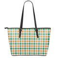 Irish Plaid St. Patrick's Day Print Leather Tote Bag With Zipper