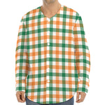 Irish Plaid St. Patrick's Day Print Long Sleeve Baseball Jersey