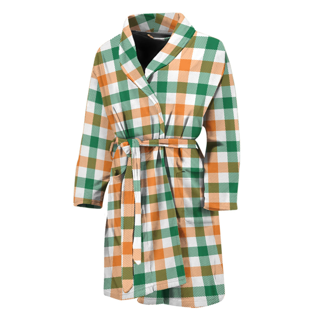 Irish Plaid St. Patrick's Day Print Men's Bathrobe
