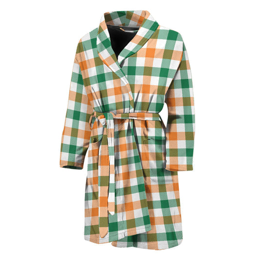 Irish Plaid St. Patrick's Day Print Men's Bathrobe