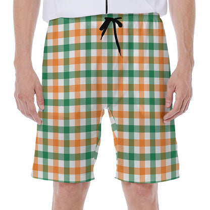 Irish Plaid St. Patrick's Day Print Men's Beach Shorts