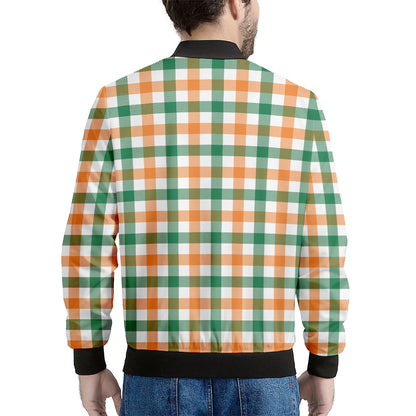 Irish Plaid St. Patrick's Day Print Men's Bomber Jacket